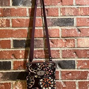 FOSSIL KEY-PER FLOWERS CROSSBODY MESSENGER SHOULDER PURSE HANDBAG